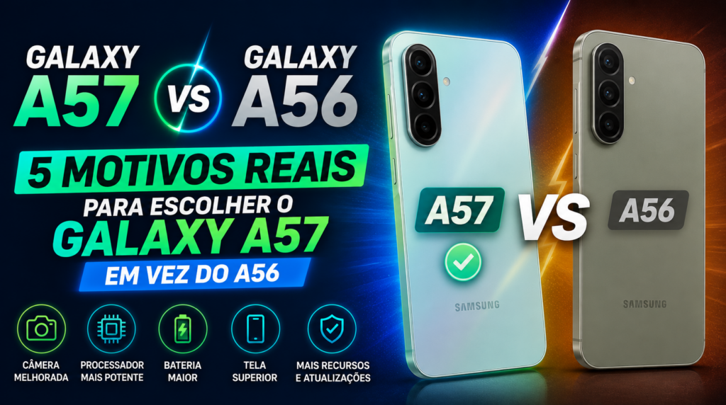 Galaxy A57 vs A56 5 Motivos Reais para escolher o Galaxy A57 em vez do A56
